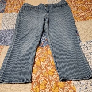 Chicos pinstripe slimming girlfriend crop jeans